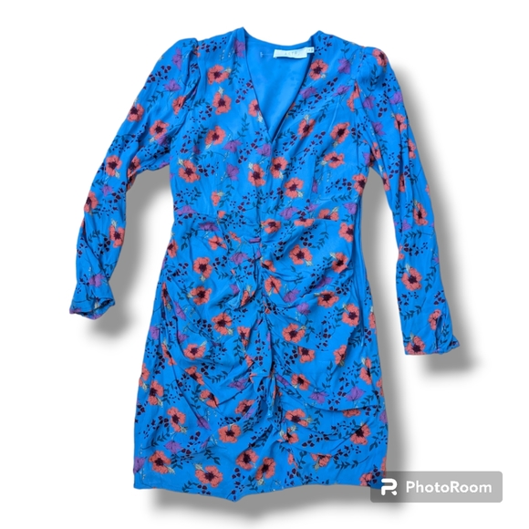 ASTR Blue Floral Long sleeve Ruffle Dress Sz M - Picture 3 of 7
